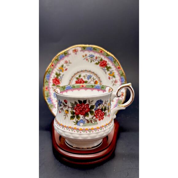 ￼Vintage Rosina Queens Bone China, Demitasse Teacup Cup Saucer Flowers Of Amaran - Picture 1 of 16